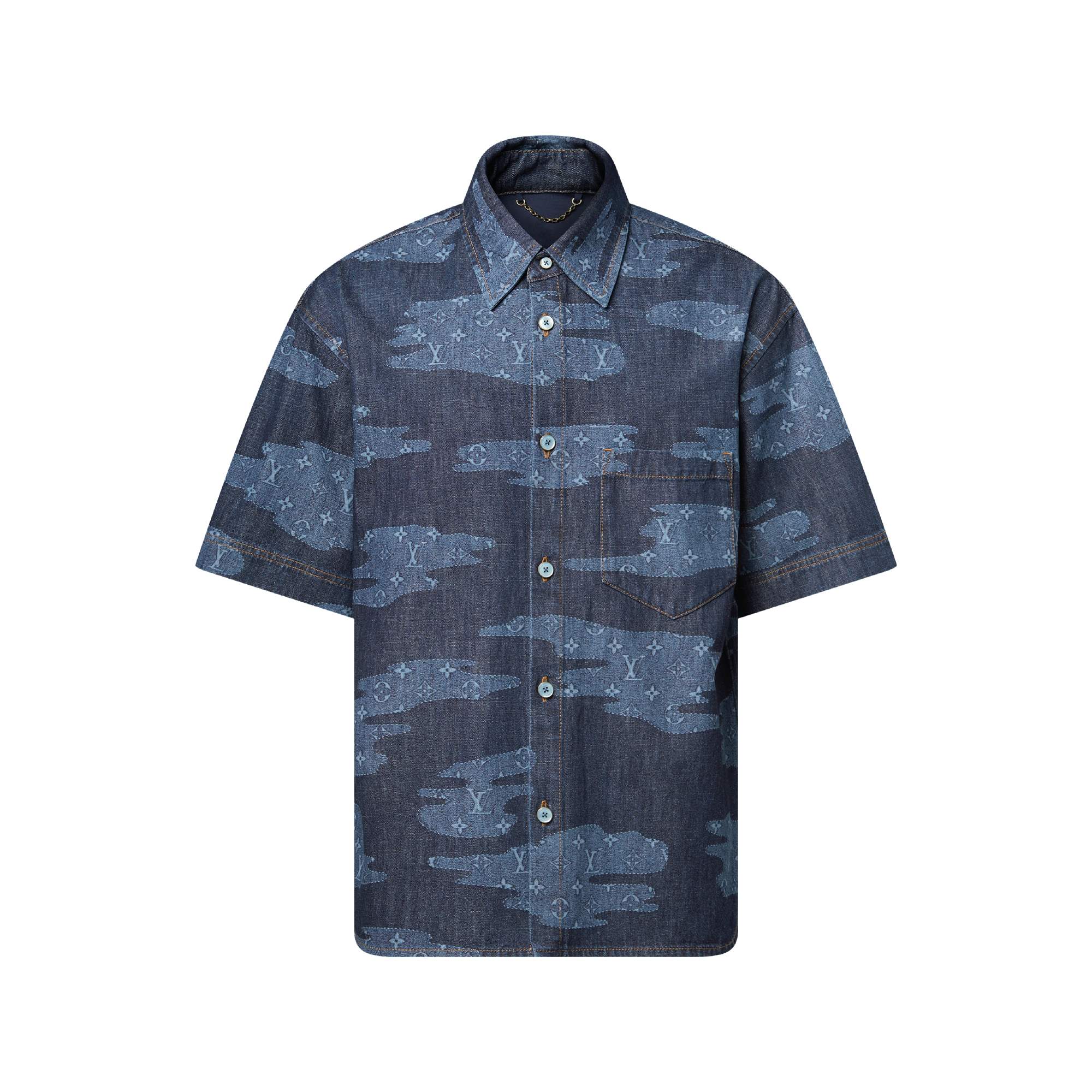 Printed Monogram Short-Sleeved Shirt - Luxury Blue | LOUIS VUITTON